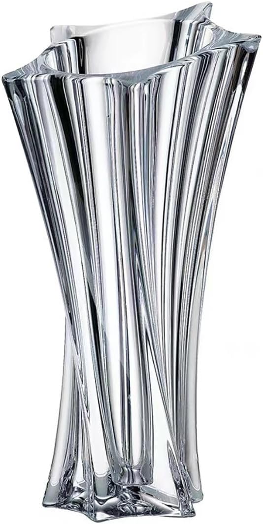 Crystal Glass Vase – Heavy Crystal Vase for Flowers with Weighted Bottom, Thick Durable Decorative Vases for Modern Home Decor, 9.8″ 3.5lb Clear Centerpiece (Transparent)
