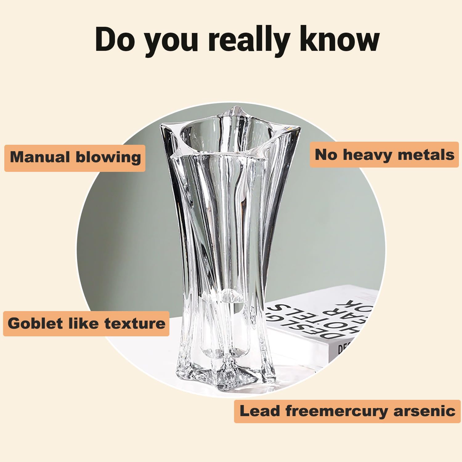 Crystal Glass Vase – Heavy Crystal Vase for Flowers with Weighted Bottom, Thick Durable Decorative Vases for Modern Home Decor, 9.8″ 3.5lb Clear Centerpiece (Transparent) - Image 6