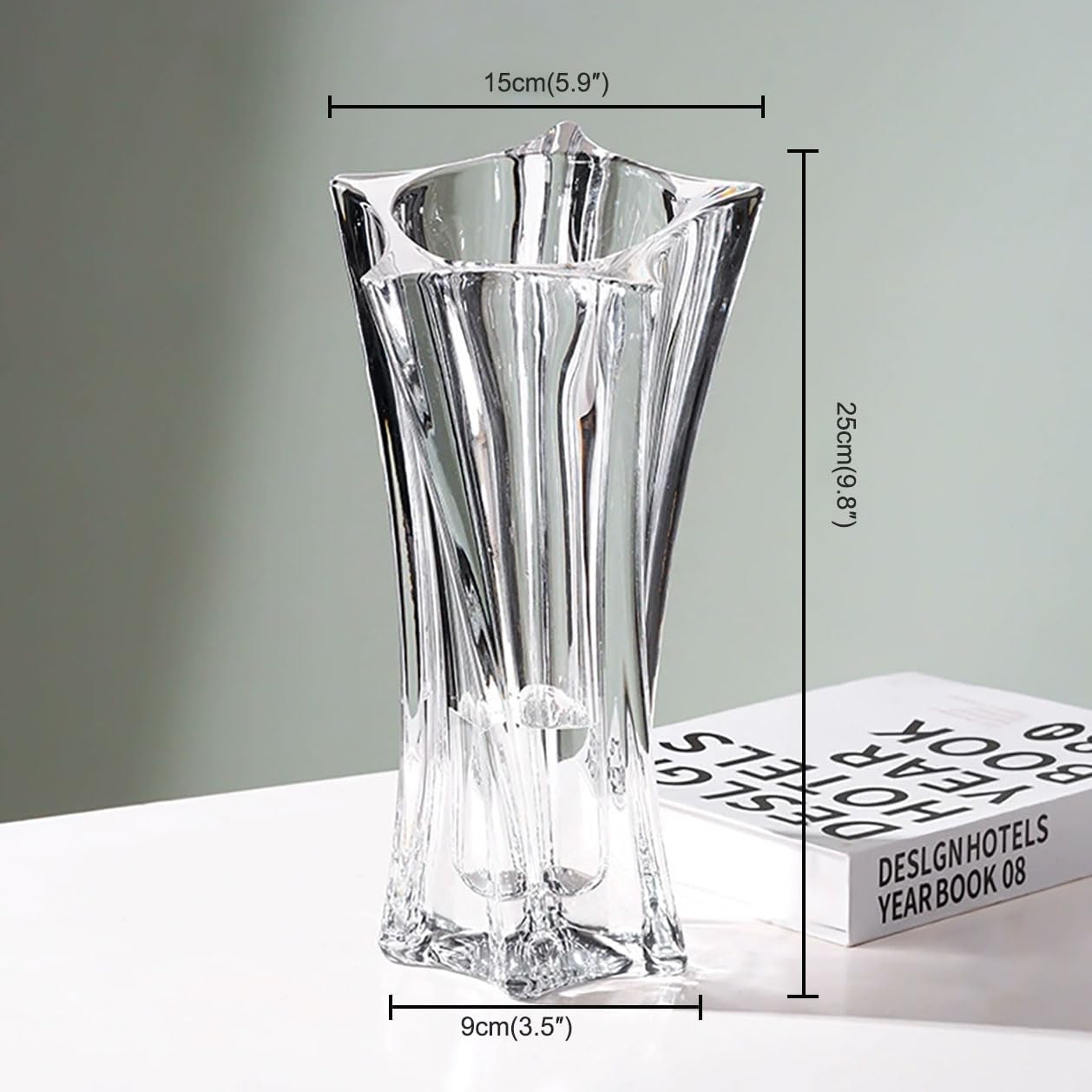 Crystal Glass Vase – Heavy Crystal Vase for Flowers with Weighted Bottom, Thick Durable Decorative Vases for Modern Home Decor, 9.8″ 3.5lb Clear Centerpiece (Transparent) - Image 9