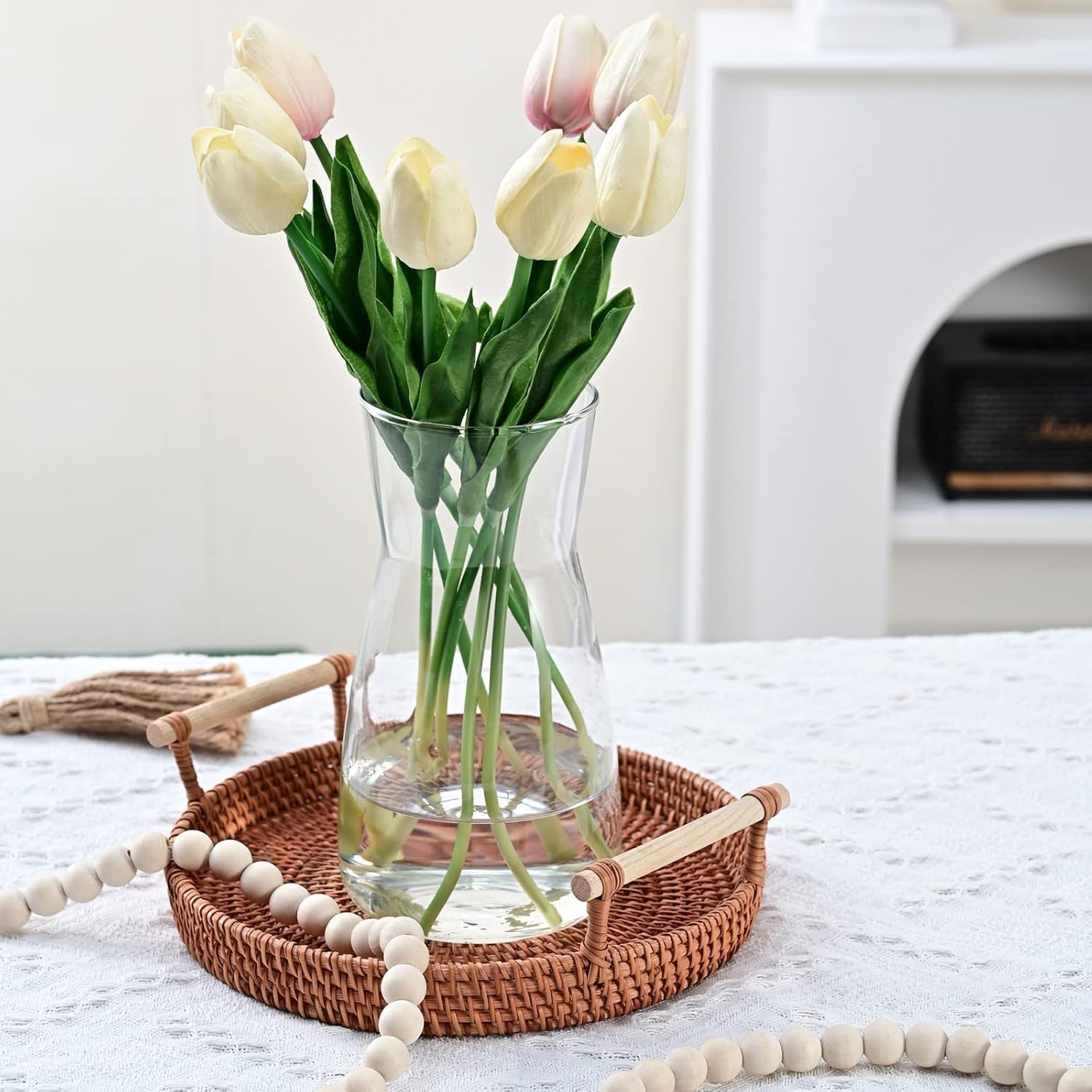 8 inch Clear Glass Flower Vases for Centerpiece Table Home Indoor Desk Decor,Ins Modern Boho Style Vase for Wedding Housewarming Gift - Image 3