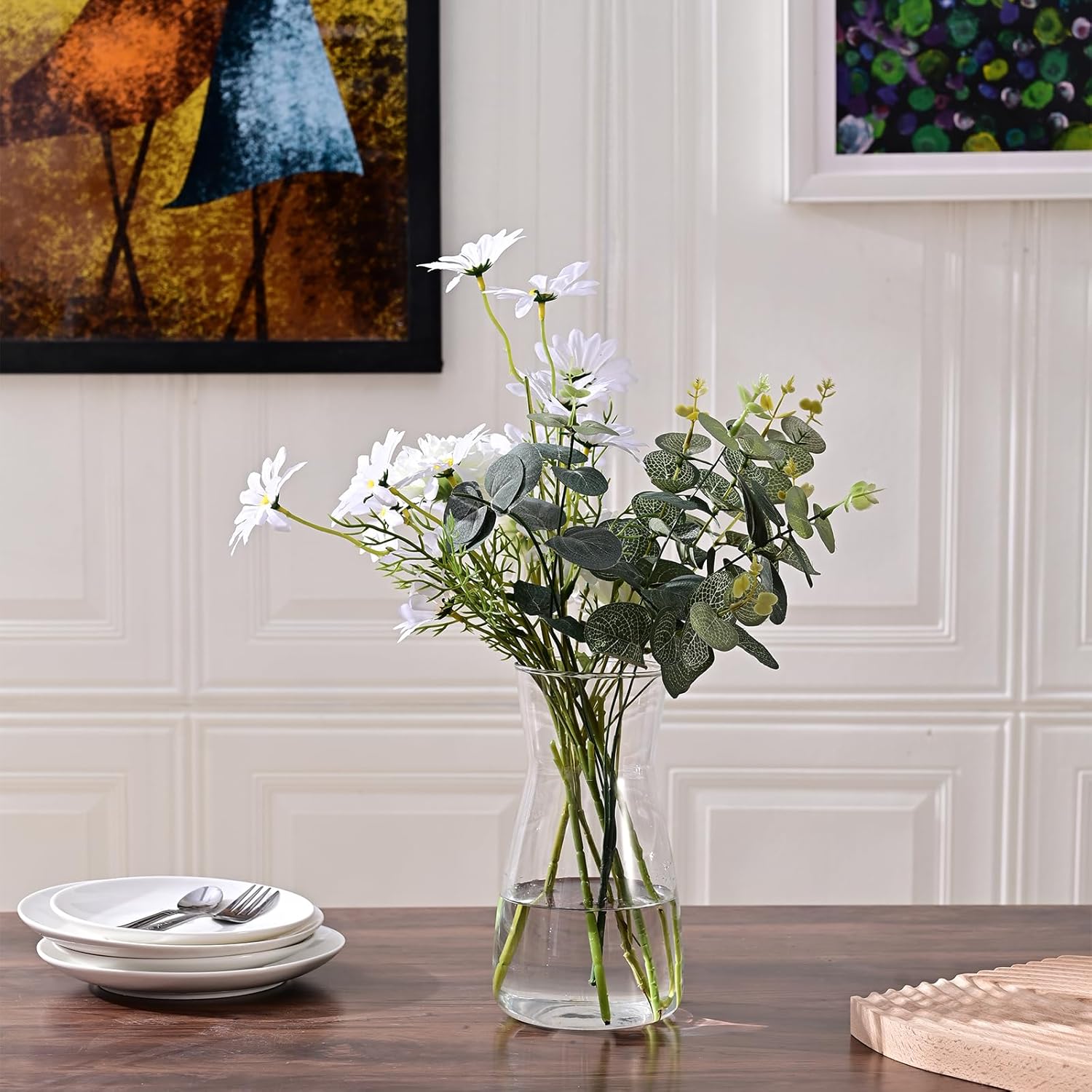 8 inch Clear Glass Flower Vases for Centerpiece Table Home Indoor Desk Decor,Ins Modern Boho Style Vase for Wedding Housewarming Gift - Image 7