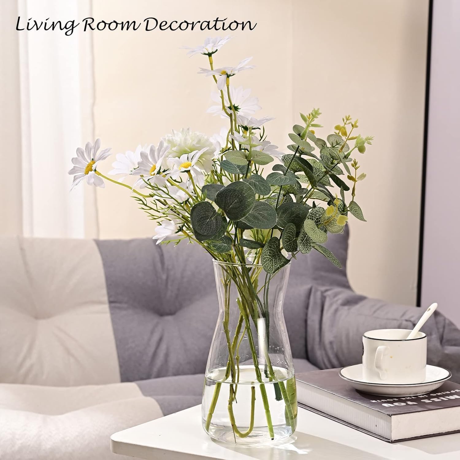 8 inch Clear Glass Flower Vases for Centerpiece Table Home Indoor Desk Decor,Ins Modern Boho Style Vase for Wedding Housewarming Gift - Image 8